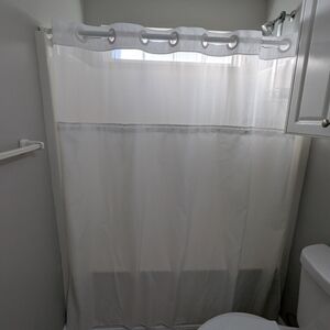 Hookless Plainweave White Shower Curtain